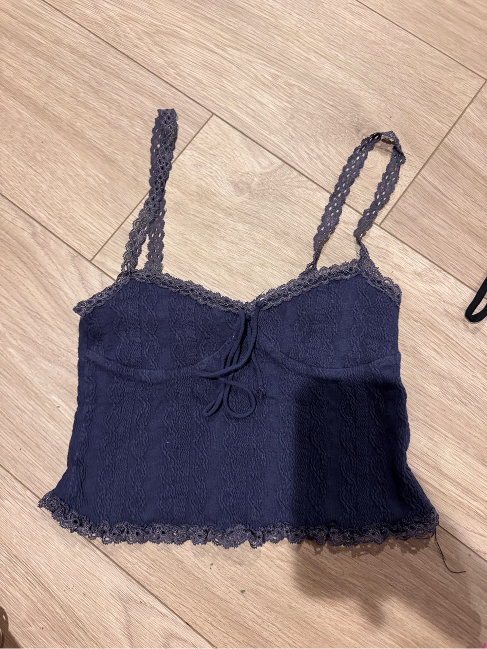 Edikted Navy Lace-Trim Camisole Tank